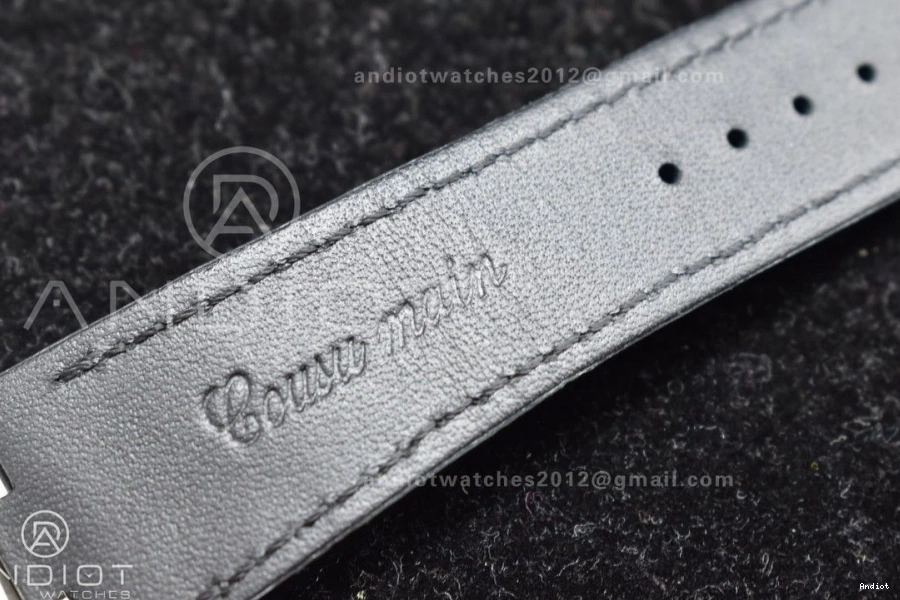 Rubber Overseas Strap Black on SS Black Dial 8F Maker 0317